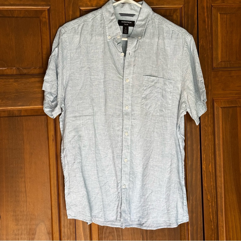 Nordstrom Men's Light Blue Casual Linen Shirt